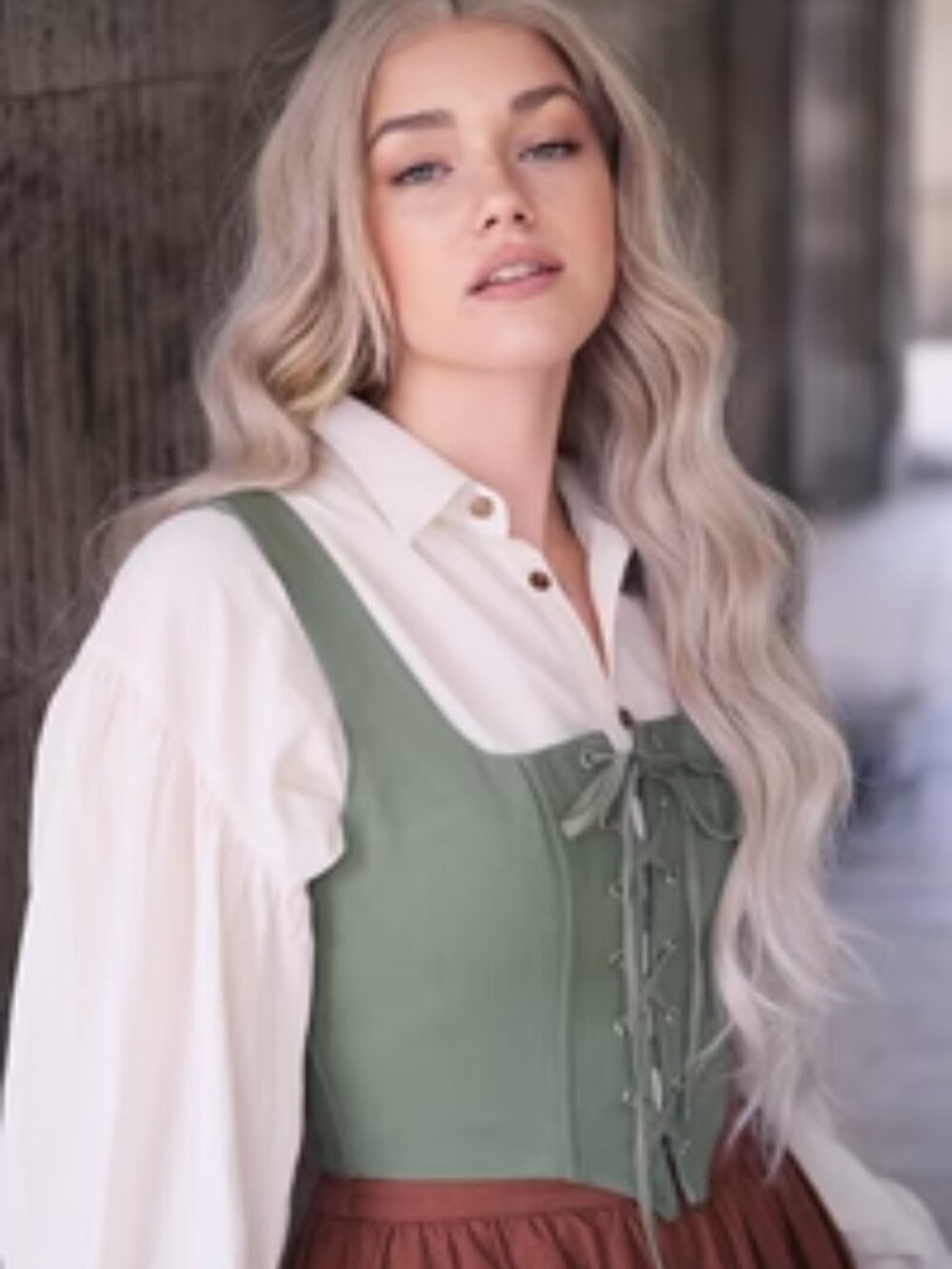 Beautiful cotton twill corset with adjustable straps and boning